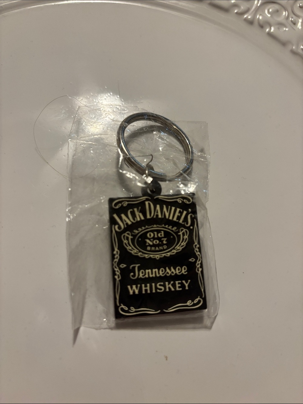 Jack Daniels Black and Cream Tennessee Whiskey Keychain